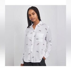 RAILS Rosci Cheetah Print Button-Down Shirt In Charcoal Wild Cats White M